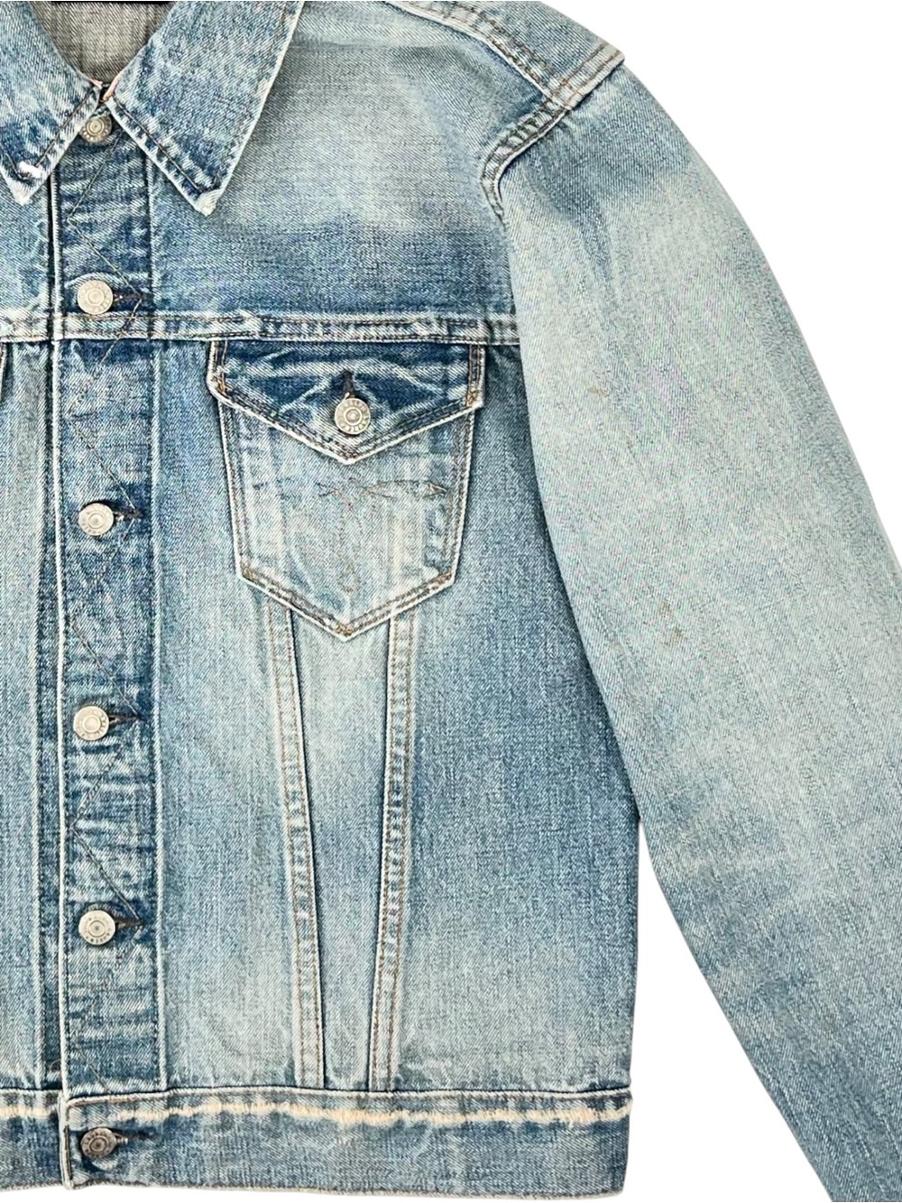 RRL Ralph Lauren Double RL Light Wash Distressed Denim Jacket sz M - Picture 4 of 10